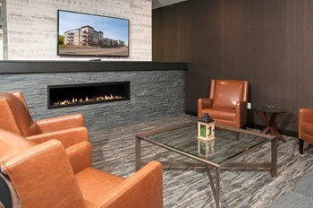Lobby Area With Standard Fireplace at Overlook on the Creek, Minnetonka, MN, 55305